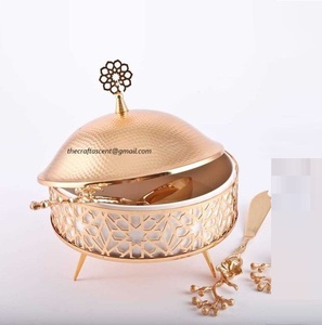 Cazuela de comida hecha a mano de acero Premium dorado de alta calidad con tapa Calentador de comida de lujo para hotel y restaurante de la India - Product Image 2