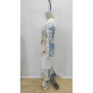 Conjunto de Dos Piezas con Estampado de Mariposas y Cuello Redondo de Manga Larga para Mujer de Jane's 31992-Blanco - Product Image 5