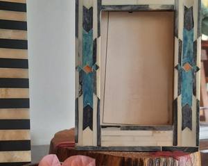 Cadres photo à motif carré en métal fait à la main Vente en gros Cadres incrustés d'os 4x6 5x7 - Product Image 3