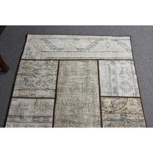 Alfombra Turca Vintage de 3.1x7.5 pies, Alfombra de Lana con Rayas Grises - Product Image 4