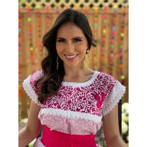 Vestido Casual de Verano para Mujer, Bordado, con Mangas Cortas y Ribete de Encaje, de Algodón - Product Image 3