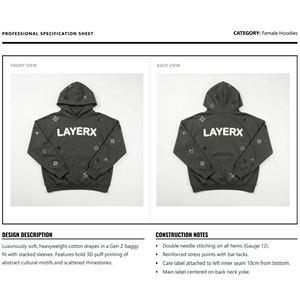 Sweat à capuche pour femme personnalisé, poids lourd, hiver, 500 g/m², polaire en coton, impression 3D en relief, graphique en strass, pull oversize, streetwear - Product Image 6