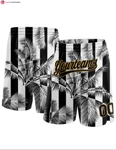 Authentique short de basket-ball personnalisé noir blanc motif 3D décontracté tricoté Board Shorts broderie respirant taille élastique - Product Image 2