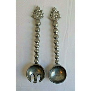 Wholesale Custom Leaf End Design Handle Silver Polished Designer Salad <b>Serving</b> <b>Spoon</b> & Fork Set for Wedding - Product Image 5