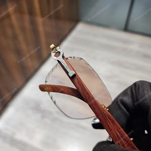 PramukhImpex SS223 VVS Moissanite Diamond Sunglasses Hip Hop Jewelry Men Women Fashion Brown Anti-Reflective Lens Pass Diamond - Product Image 3