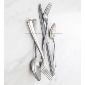 Ensemble de couverts en acier inoxydable poli argenté fait à la main avec poignée unique pour la vaisselle à la maison et à l'hôtel - Product Image 2