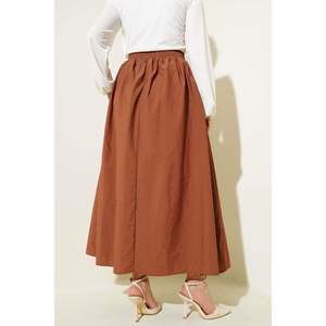 Women's Tan Parachute <b>Skirt</b> <b>with</b> <b>Elastic</b> <b>Waist</b> Pocket - Product Image 4