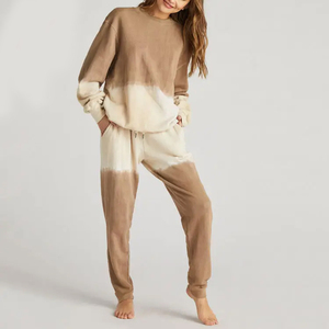 Chándales de algodón estampados informales con capucha de ajuste regular liso para mujer Conjuntos de sudaderas OEM - Product Image 3