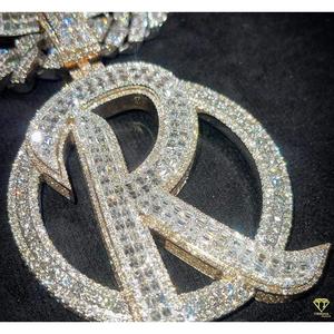 Personalizado personalizado al por mayor joyería VVS Moissanite diamante 925 plata esterlina plateado nombre colgante - Product Image 4