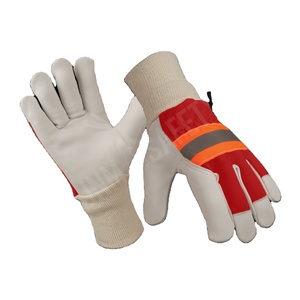 Premium Anti-static Smooth Fluorescent Sheep Grain Skin Leather <b>Driver</b> Assembly Working <b>Gloves</b> Back Knitted Wrist Hand - Product Image 6