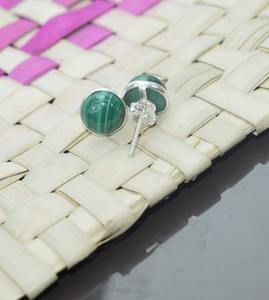 Boucles d'oreilles classiques en argent massif 925 pour femmes, bijoux en argent sterling 925, pierre précieuse malachite, style bohème, boucles d'oreilles faites à la main - Product Image 2