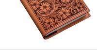 Cuir de vachette véritable usiné à la main au motif floral avec croix au milieu Journal en cuir de vachette véritable prêt à être stocké
