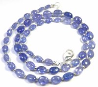 Collier de perles en Tanzanite bleue 100% naturelle, forme ovale, polies, lisses, 6-9 mm, 18 pouces, haute qualité, DIY