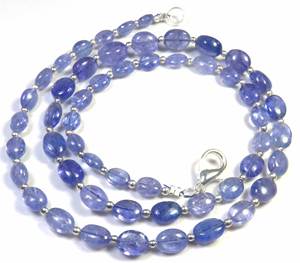 100% Natural <b>Blue</b> Tanzanite Gemstone Oval Shape Polished Smooth Beads Necklace 6-9 mm 18" Strand High Quality DIY - Product Image 6