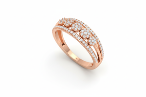 Anillo de Mujer con Diamantes Naturales de 40 Piedras en Oro de 14K, Chapado en Rodio, Corte Brillante Redondo, Certificado IGI - Product Image 3