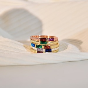 Anillo de Plata de Ley 925 con piedra natal familiar minimalista al por mayor, regalo de boda personalizado para mamá, delicado cumpleaños personalizado - Product Image 3