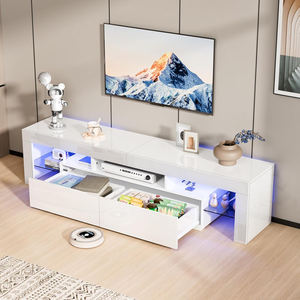 Mueble de TV <span class=keywords><strong>Extensible</strong></span> de Estilo Escandinavo en MDF con Luces LED, Compartimentos Ocultos, Mueble de TV Moderno para Sala de Estar, Ecológico para Dormitorio - Product Image 2