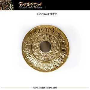 Bandeja de narguile de latón macizo de calidad superior Farida al por mayor estilo egipcio único con borde floral accesorio de lujo Shisha en caja - Product Image 2