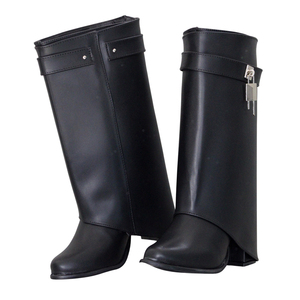 Bottines noires pour femme à talon épais, élégantes et carrées - Product Image 3