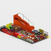 Parc d'aventure intérieur commercial personnalisé avec trampolines, équipement de fitness ludique, parcours d'obstacles et piscine à balles