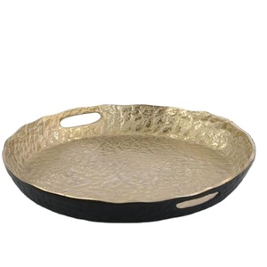 ถาดเหล็กอเนกประสงค์สำหรับใช้ในบ้านถาดโลหะเคลือบผงสีทองและสีดำแบบคลาสสิก - Product Image 2