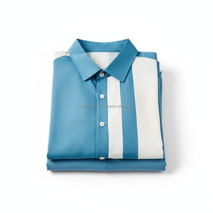 ชุดเซ็ตเสื้อผ้าผู้ชายลายทางแบบ OEM สีน้ำเงินและสีขาว เสื้อแขนสั้นลำลอง ชุดวอร์ม 2 ชิ้น - Product Image 6