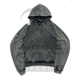 Nouveau style tendance, sweat-shirt uni teint en hiver, délavé, lourd, personnalisable, 100% coton, streetwear, homme, haute qualité - Product Image 1