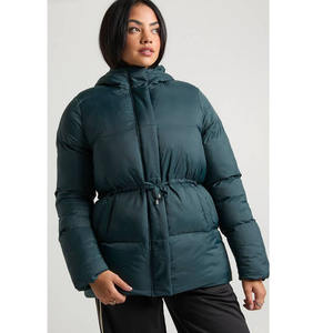 Veste d'hiver matelassée pour femme à col long à capuche en toile tricotée personnalisable écologique respirante 2024 - Product Image 1