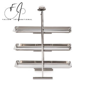 Bandeja de chocolate de diseño de forma rectangular de dos niveles de acero con acabado dorado Soporte de chocolate seguro y decorativo - Product Image 6