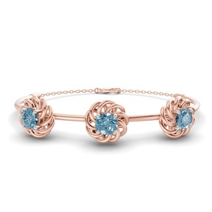 Ice Blue Spiral Eleve Round Lab Grown Diamond Openable Bracelet In 14K <b>Solid</b> <b>Gold</b> 1 Ct Tw Cool Toned Layering Gift Style - Product Image 3