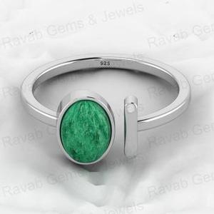 Meilleure vente Bague fine en argent sterling 925 pour femme Forme ovale réglable 8x10mm Aventurine naturelle Bijoux en pierres précieuses - Product Image 1