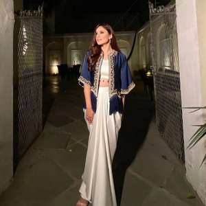 Indo-occidental prêt à porter jupe redoutée avec chemisier Dupatta adultes Bollywood fête mariage indien pakistanais en gros - Product Image 6