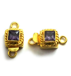 Fermoir de boîte carrée en améthyste plaqué or 18 carats fermoir de fabrication de bijoux à 1-3 brins B809 19X10X8MM - Product Image 3