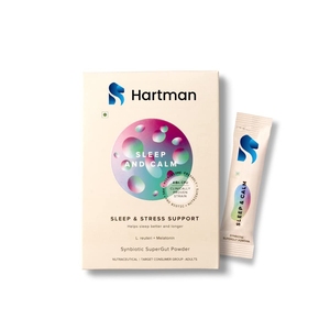 Poudre intestinale synbiotique Hartman Sleep & Calm avec probiotique CFU 4Bn, L. Reuteri & Melatonin Soutient le sommeil et l'équilibre du stress - Product Image 1
