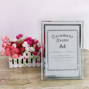 卒業証明書用クリスタルガラスフォトフレーム結婚式の家族の肖像画と装飾的なディスプレイ