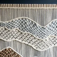 Décoration murale en macramé tissé bohème, 100% coton, tissu classique, fait main, décoration nordique pour la maison, design traditionnel, rideaux vintage avec pompons