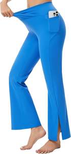 <b>High</b> <b>Waist</b> Yoga Wide Leg Pants with Pockets - Tummy Control Workout Running <b>Flared</b>-Leg Yoga <b>Legging</b> for Women - Product Image 6