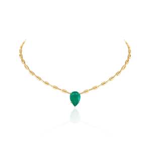 Collar con Colgante de Esmeralda en Oro Blanco Rodio con Diamantes y Perla, Regalo Cristiano de Moda para Compromiso - Product Image 1