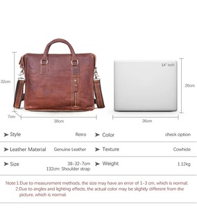 Leather Business <b>Briefcase</b> 14 <b>Laptop</b> Document Case Messenger Tote Portfolio Pouch Shopper LPG-0088 - Product Image 2