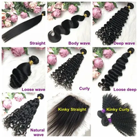 Expédition immédiate : Mèches de cheveux vierges chinois à pointe plate en kératine, ondulées, avec closure, double trame, longueur 10-24 pouces, noires