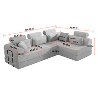 L-förmiges Cord-Modulsofa, komprimierbares Schlafsofa für Wohnzimmer, Apartment, Schlafzimmer