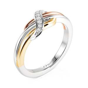 Jeulia Tri-Color Infinity <b>Ring</b> for Women-Sterling Silver with Rhodium Plated Zircon & Pearl - Product Image 2