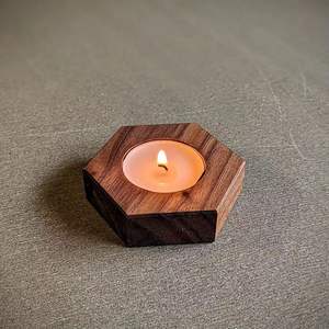 En bois noyer hexagone chauffe-plat bougeoir noël et pâques décor à la maison à la main fête de mariage et cadeau d'anniversaire - Product Image 2