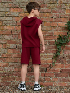 Ensemble deux pièces décontracté unisexe pour adultes, sweat-shirt en polaire uni et short, tenue d'hiver en coton doux - Product Image 2