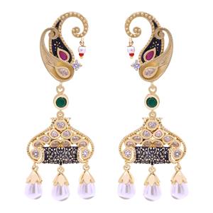 Elegantes pendientes antiguos chapados en oro inspirados en AD, moda de latón de lujo a la moda para fiestas, suministro de exportación personalizado de lujo - Product Image 2