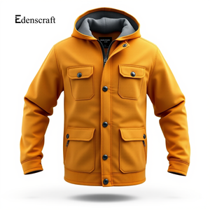 เสื้อแจ็กเก็ตผ้าแคนวาสมีฮู้ดสำหรับผู้ชาย, เสื้อแจ็คเก็ตผ้าใบทนทานป้องกันความอบอุ่นกลางแจ้งระบายอากาศได้ดี - Product Image 6