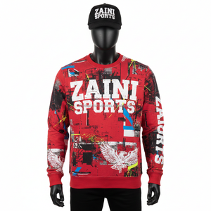 <b>Men</b> Pullover <b>Sweatshirt</b> 300 GSM Warm Cotton Fleece <b>Red</b> Abstract Designer With Custom Logo Screen Print Basics <b>Sweatshirts</b> - Product Image 1