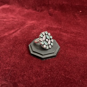 Oxidized Silver <b>Brass</b> Floral Cluster Cute Gemstone <b>Ring</b> for Women Fashion Jewelry - Product Image 3