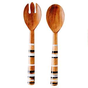 Set of Handmade Wooden Salad Server <b>Golden</b> Handmade Salad Server Set Wood Product for Home Kitchen Use - Product Image 6