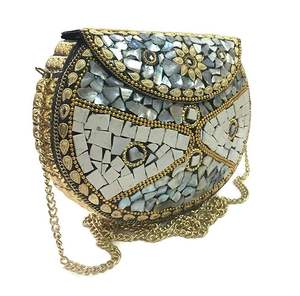 กระเป๋าคลัทช์มือลายโมเสคที่สวยงามกระเป๋าปาร์ตี้ตอนเย็นสไตล์โบฮีเมียนสุดคลาสสิกสำหรับผู้หญิงกระเป๋าสะพายไหล่ - Product Image 3
